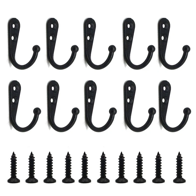 10pcs Rustic Coffee Mug Wall Hooks Strong Alloy Hooks for Hanging Coats Clothes Towels  Includes Screws for Easy Installation