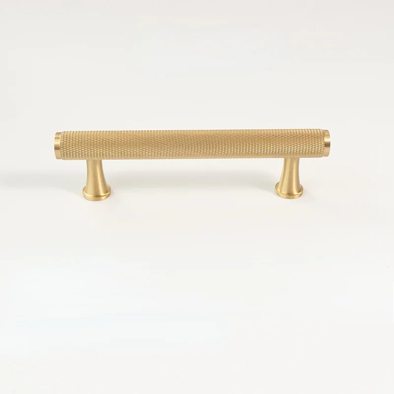 Nordic modern light luxury simple gold knurled / textured pure copper solid brass knurled handle