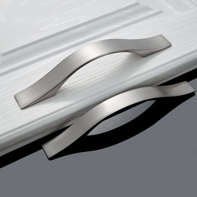 Modern Wardrobe Door Handles Aluminium Alloy Brushed Silver Kitchen Drawer Cabinet Furniture Hardware Home Improvement