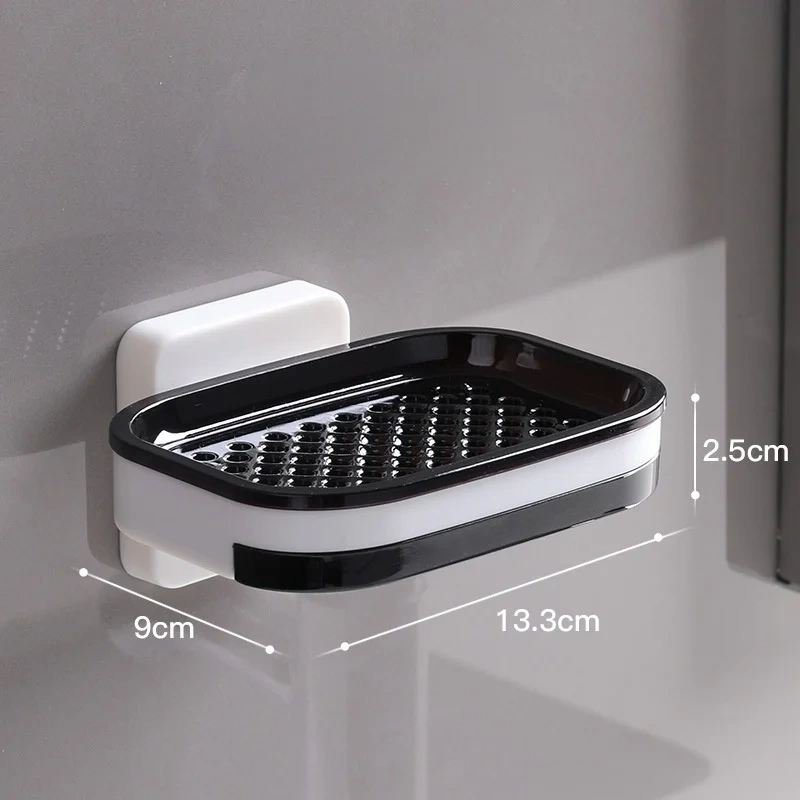 Wall Mounted Double Layer Soap Dish Punch-Free Drawer Draining Holder Kitchen Sponge Storage Box Bathroom Organizer Rack Shelves