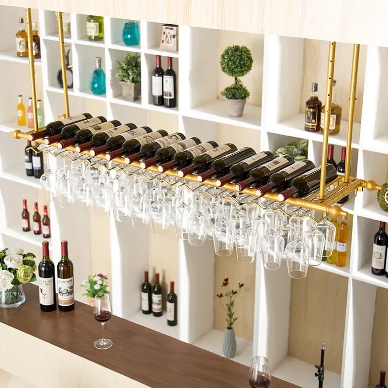 Oversized Casting Ceiling Hang Upside Down Wine Goblet Holders Tall Glasses Bottle Storage Bar Pub Racks