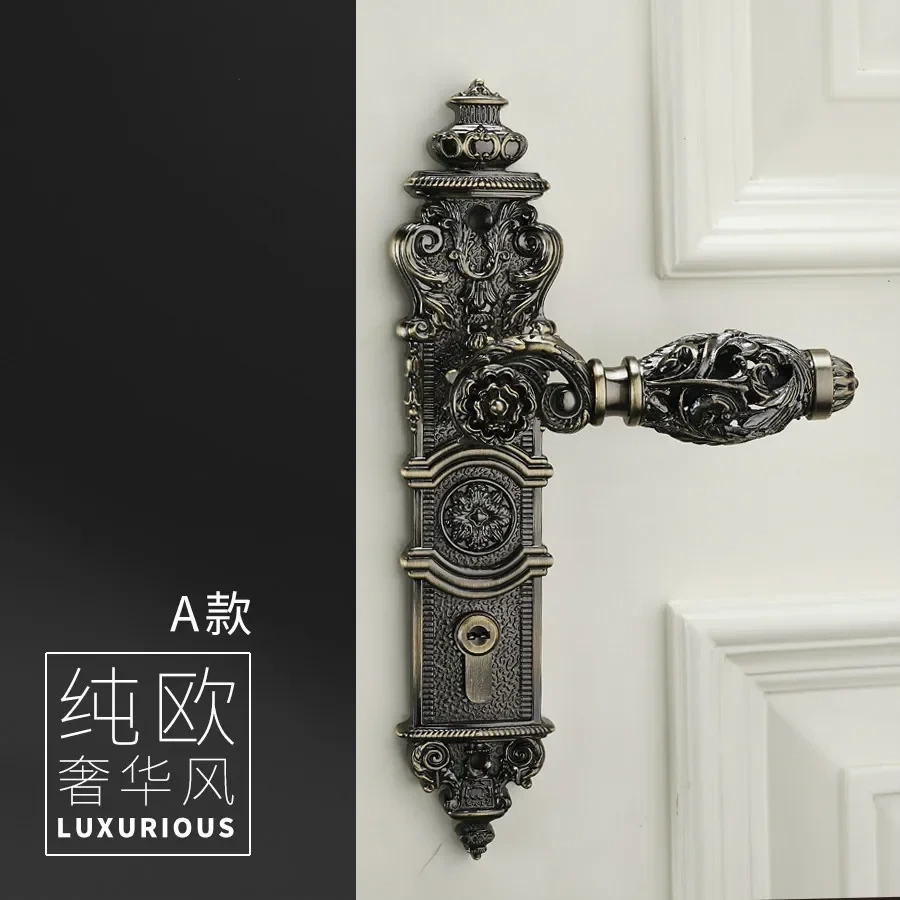85mm All copper Hollow out  mute door lock indoor wooden door lock handle lock room door lock European luxury style villa lock