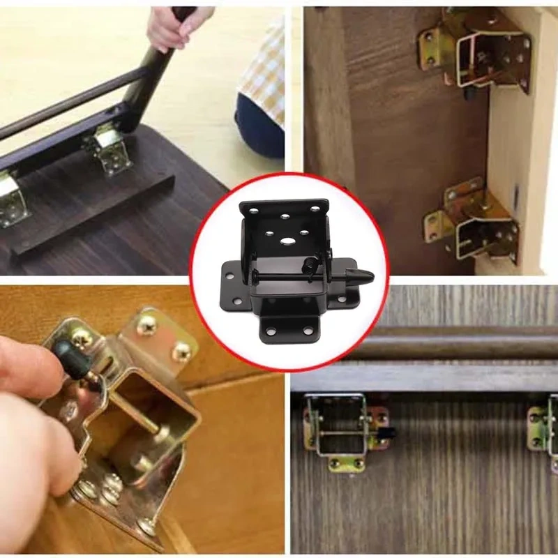 2pcs New Folding Table Chair Leg Hinge 90 Degree Self Locking Furniture Bracket Hinges Hardware Accessories