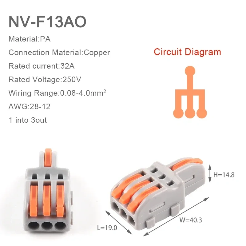 1in multiple out Quick Wiring Connector Universal Splitter wiring cable Push-in Can Combined Butt Home Terminal Block