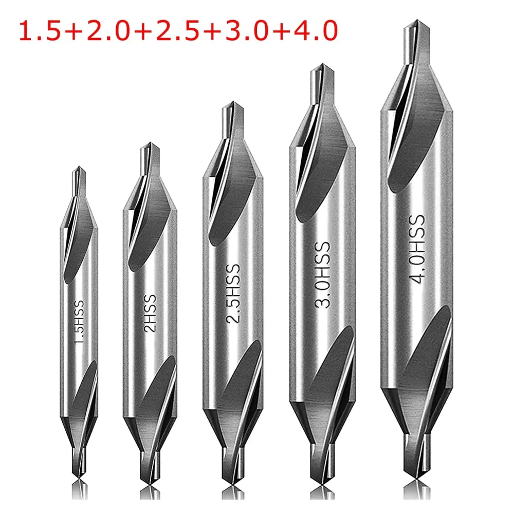 5/6/7Pcs Center Drill Bits Set 60-Degree Angle Center Drill Bits Kit Countersink Tools for Lathe Metalworking 1/1.5/2/2.5/3/4/5