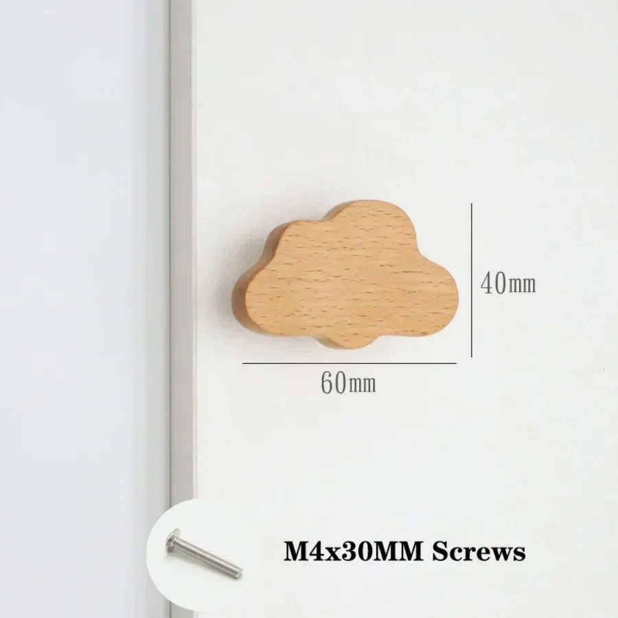 Wooden Animal Cabinet Handles Wood Cloud Hooks Furniture Handles for Cabinets and Drawers Door Knobs Kitchen Wardrobe Door Pulls