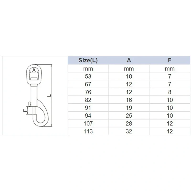 5pcs 316 stainless steel Single Ended Swivel Eye Bolt Snap Hook Clip for Scuba Diving Free Diving Kayak Boat Paddle Leash