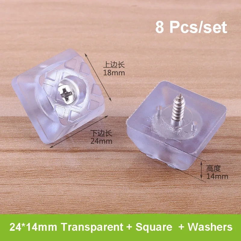 8pcs Silicone Rubber Transparent / Black Furniture Anti-slip Mat Pad Increased Pad Floor Protection Cover For Sofa Table Chair