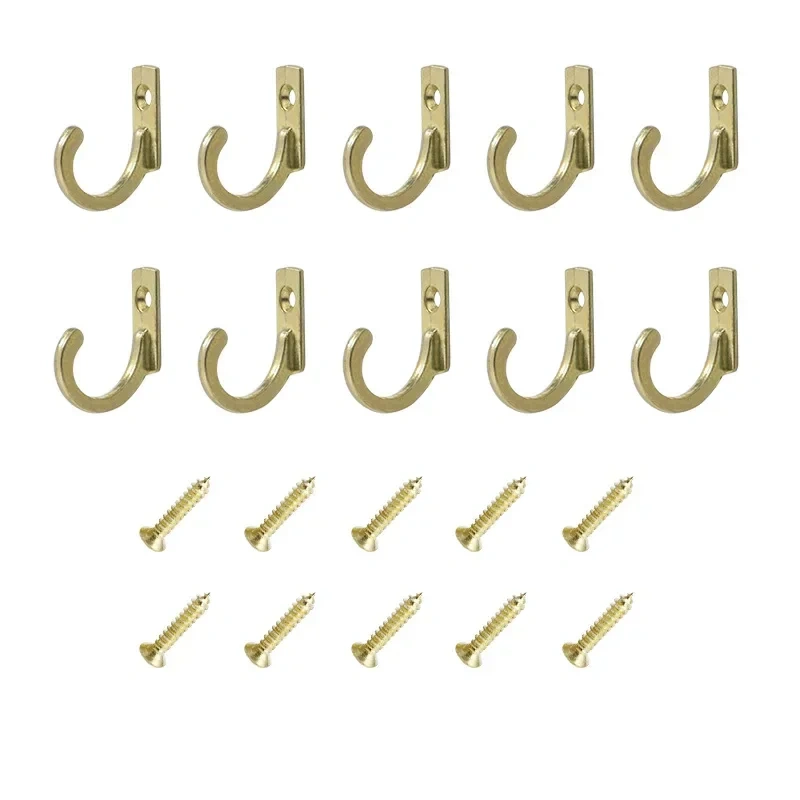 10/50PCS Small Antique Hooks Wall Hanger Curved Buckle Horn Lock Clasp Hook for Wooden Jewelry Hardware Home Coats Hat Clothes