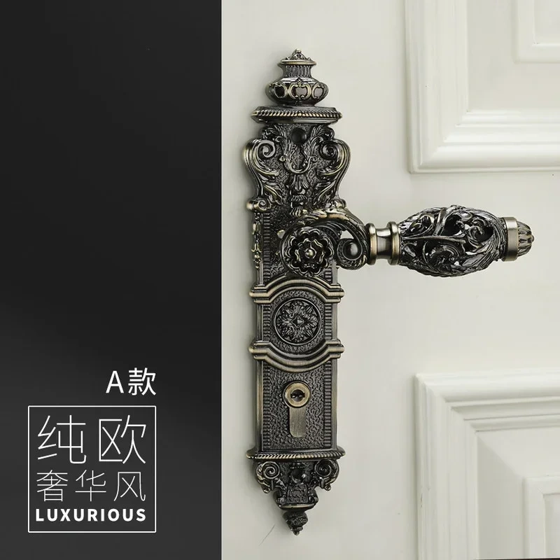 85mm All copper Hollow out  mute door lock indoor wooden door lock handle lock room door lock European luxury style villa lock