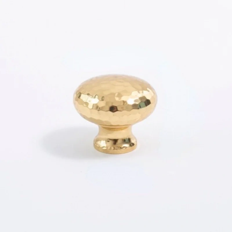 Light luxury round ball Brass Handle hammer pattern single hole pure copper small handle simple drawer wardrobe door handle
