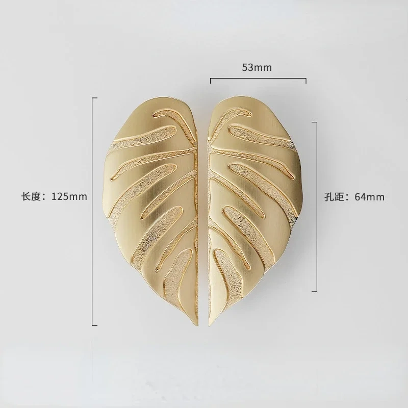 Leaf Handle Black Gold Leaves Creative Cabinet Handles Drawer knobs Wardrobe Door handles Furniture Handles