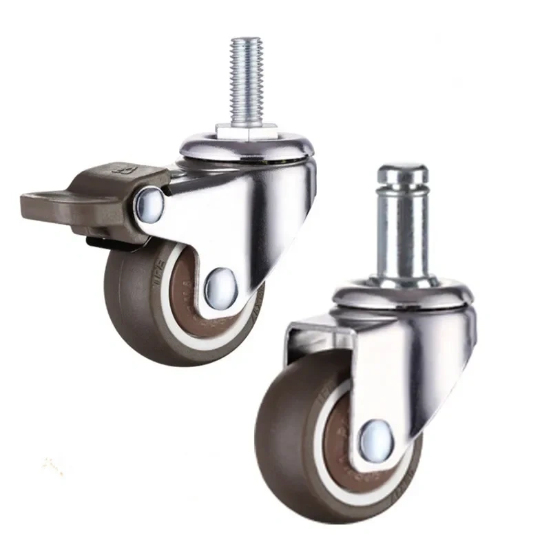 1/1.25/1.5/2 Inch Furniture Casters Wheels  Rubber Swivel Castor Trolley with brake