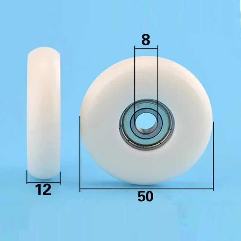 1pcs 8*50*12mm POM coated spherical cam 608zz bearing pulley roller bearing 97kg Inside 8mm  Plastic coated bearing