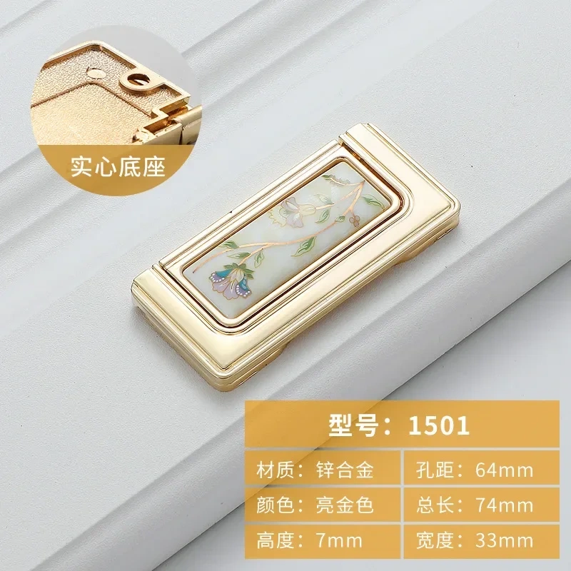 Modern simple light luxury pastoral European handle bright gold ceramic handle furniture hardware