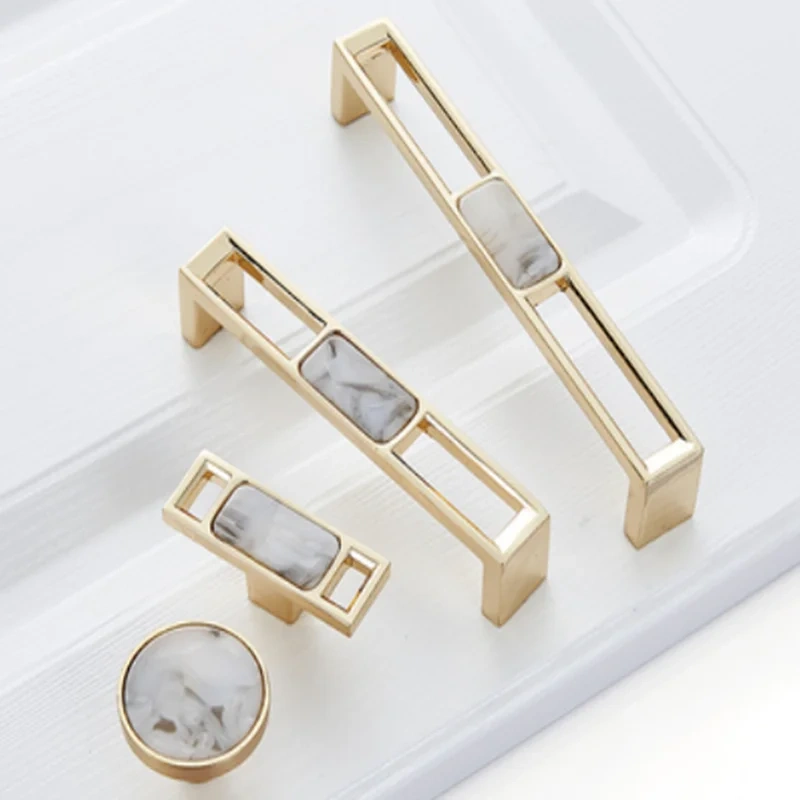Blue Nordic Marble Shell Cabinet Handle Knobs Drawer And Wardrobe Pulls Furniture Hardware 96Mm 128Mm