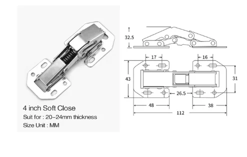 Cabinet Hinge 90 Degree No-Drilling Hole Cupboard Door Hydraulic Hinges Soft Close With Screws Furniture Hardware