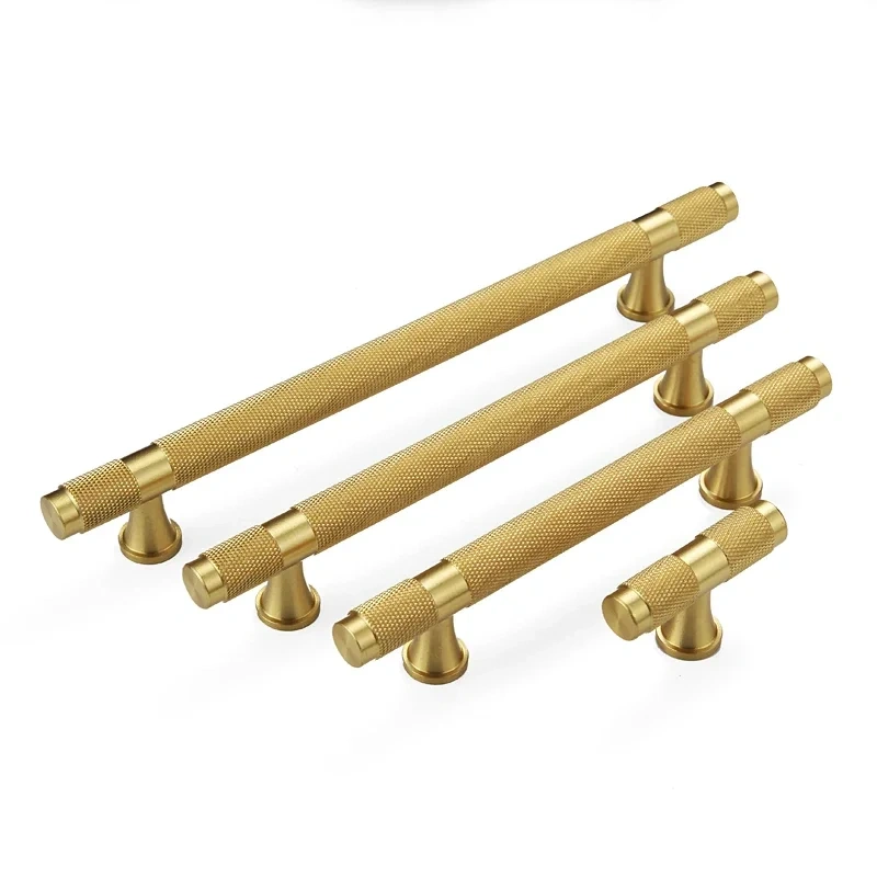 1 pcs Golden Brass Knurled/TexturedSimple Kitchen Cabinet handle And Handles Drawer Pulls Bedroom Door Knobs