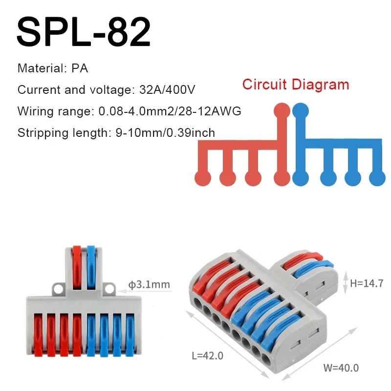 1in multiple out Quick Wiring Connector Universal Splitter wiring cable Push-in Can Combined Butt Home Terminal Block