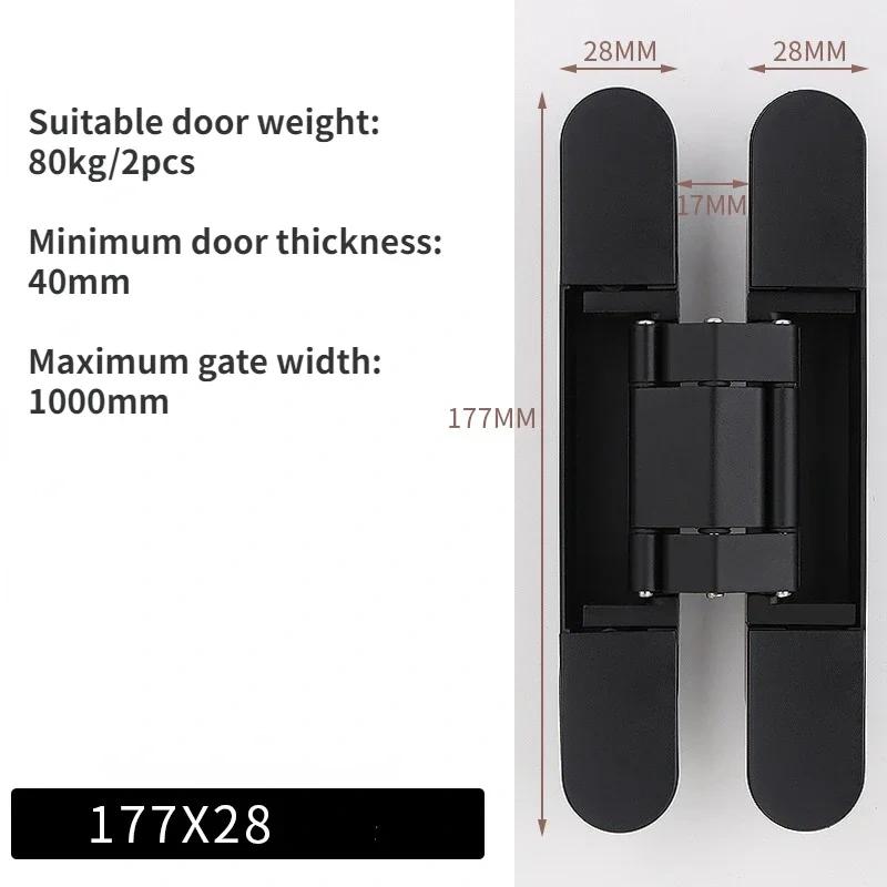 1pcs Invisible hinge 3D adjustable hidden wooden door hinge Folding door hidden cross hinge