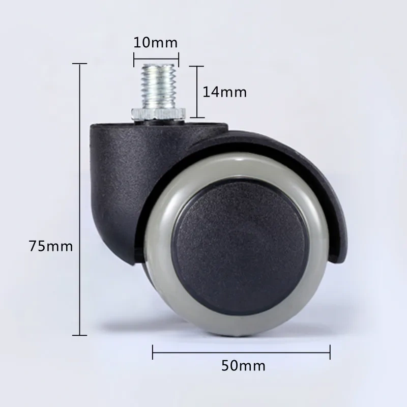 5Pcs Office Chair Wheel Caster 2" 50KG 360 Degree Mute Swivel Castor Furniture Feet Replacement Wheels Roller Rubber