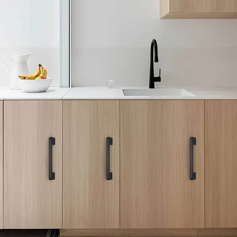 1pc Aluminum Alloy Black Cabinet Handles, American Style Solid Kitchen Cupboard Pulls, Drawer Knobs, Furniture Hardware