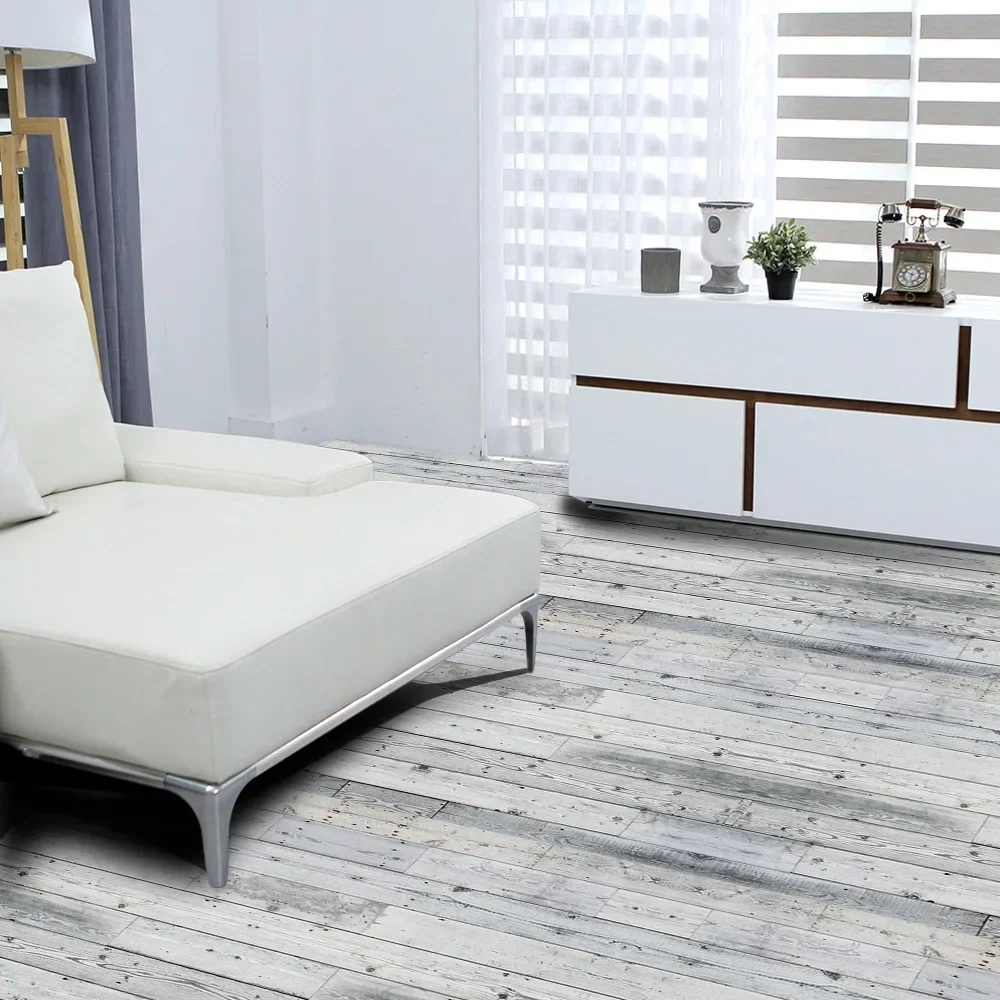 1 Roll Peel and Stick Floor Tile Waterproof Wood PVC Tile Stickers, Self-Adhesive DIY Flooring Tiles for Bedroom Living Room