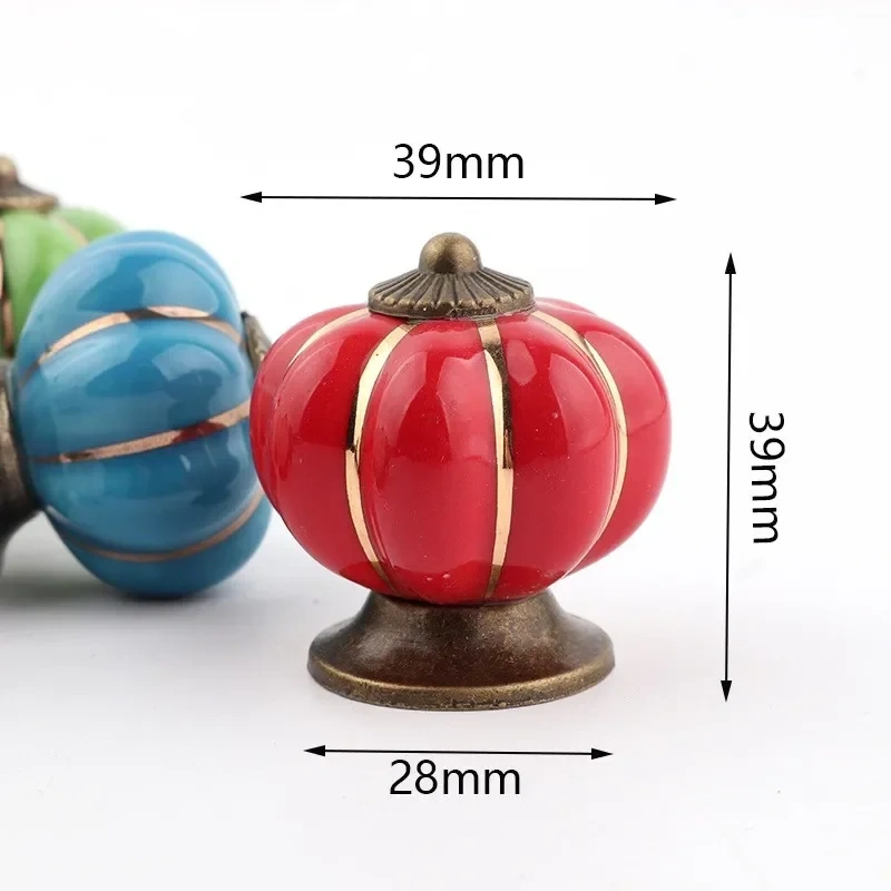 1pc Furniture Handle Door Knobs Furniture Drawer Cupboard Kitchen Pull Handle Pumpkin Ceramic Cabinet Handles Retro Hardware