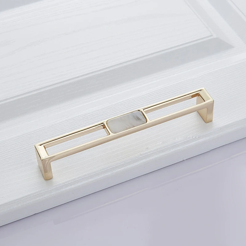 Blue Nordic Marble Shell Cabinet Handle Knobs Drawer And Wardrobe Pulls Furniture Hardware 96Mm 128Mm