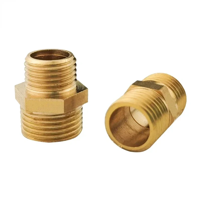 Brass Pipe Hex Nipple Fitting Quick Coupler Adapter 1/8 1/4 3/8 1/2 3/4 1 Male to Male Thread Water Oil Gas Connector