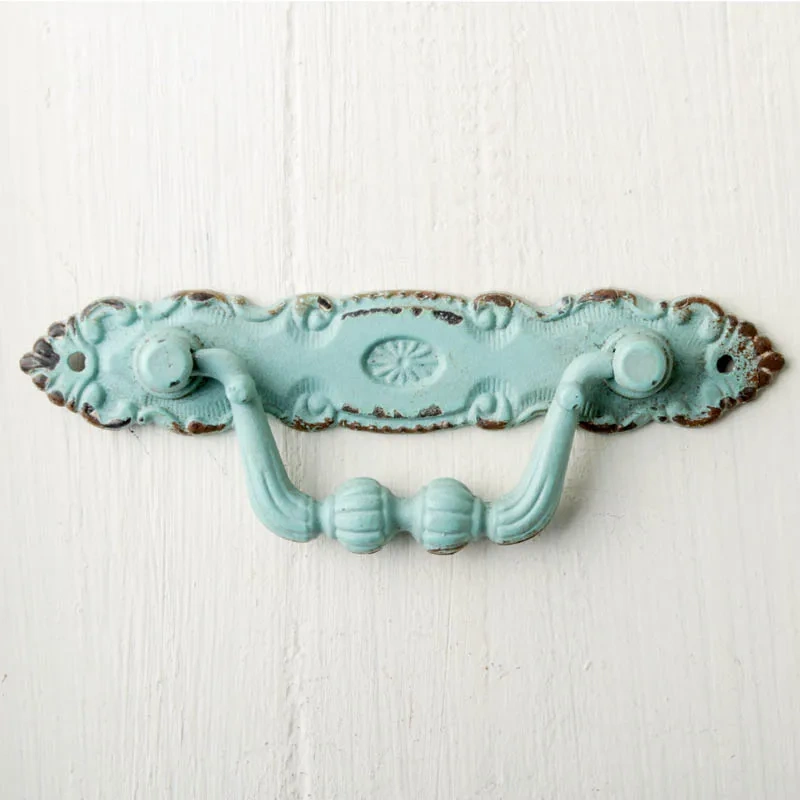 1pcs American Antique Double Hole Handle European Pastoral Hanging Ring Mediterranean Retro Furniture Cabinet Drawer Handle