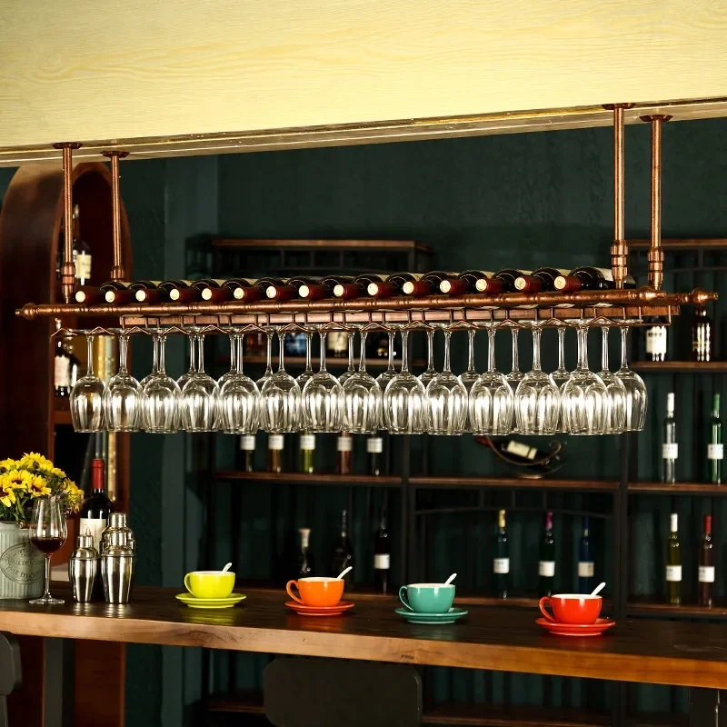Oversized Casting Ceiling Hang Upside Down Wine Goblet Holders Tall Glasses Bottle Storage Bar Pub Racks
