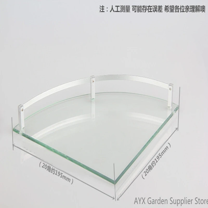 Bathroom Glass Bath Shower Triangular Shelf Holder Organizer Single Layer Modern Style Glass Bathroom Shelves