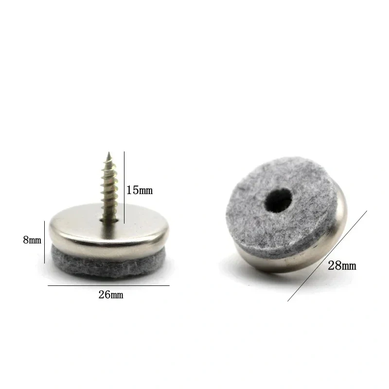 Furniture Felt Glides 18/20/22/24/28mm With Screw For Home Furniture Chair Glider Set Floor Protection Accessories