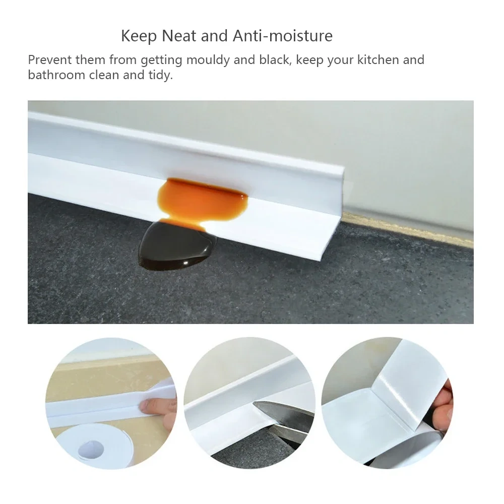 Caulk Strip Caulkstrip Water-tight Tape Kitchen Bathtub Toilet Tub Surround Sealer PE Trim 22/28/38/60mm x 3.35/5m 16.4ft White
