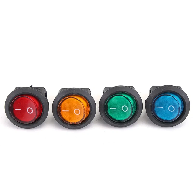 20 PCS 4 Colors 12V LED Dot Light Car Boat Auto Round ON/OFF Rocker Toggle SPST Switch 3 Pins