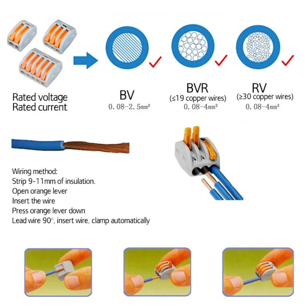 60pcs Universal Terminals Block Plug-in Electrical Wire Connector mini fast  Compact Wiring Connector  push-in  Terminal Block