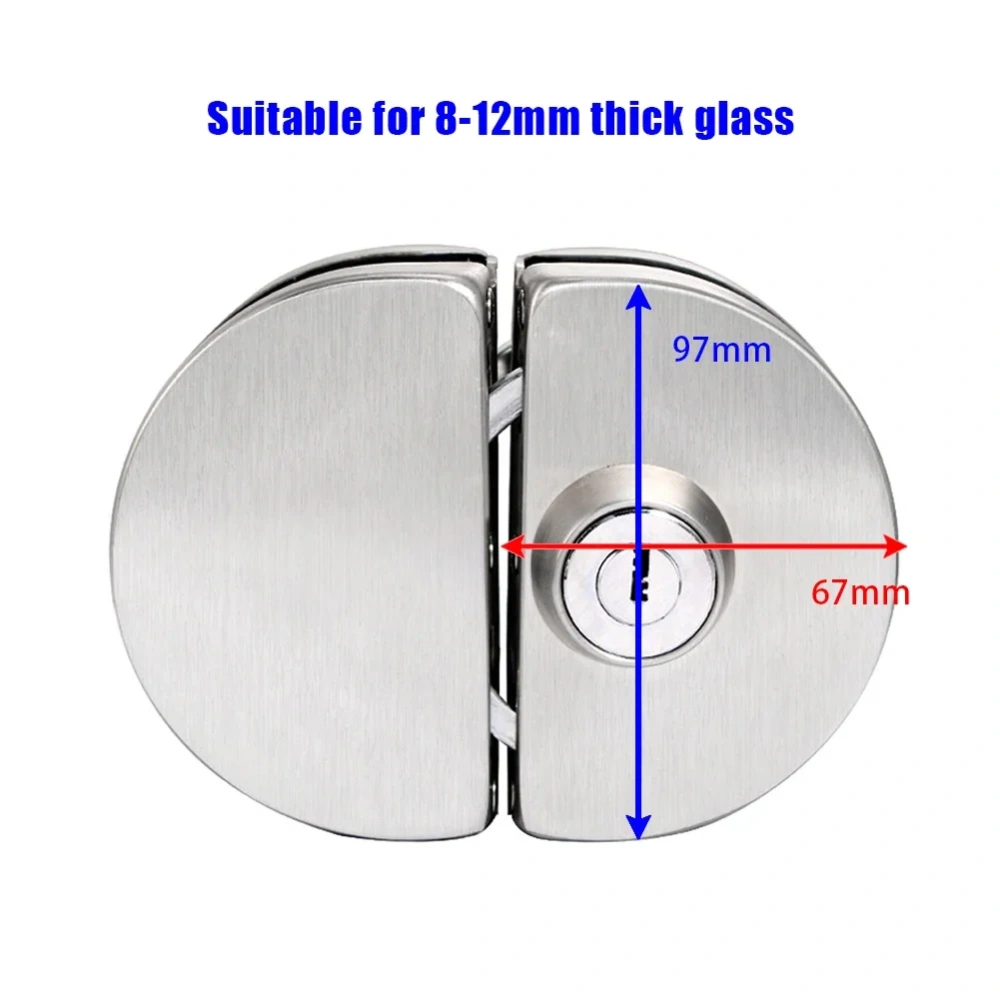 Glass Door Lock Display Cabinet Showcase Locks Stainless Steel Double Door No Need Drilling Anti-Theft Home Door Hardware