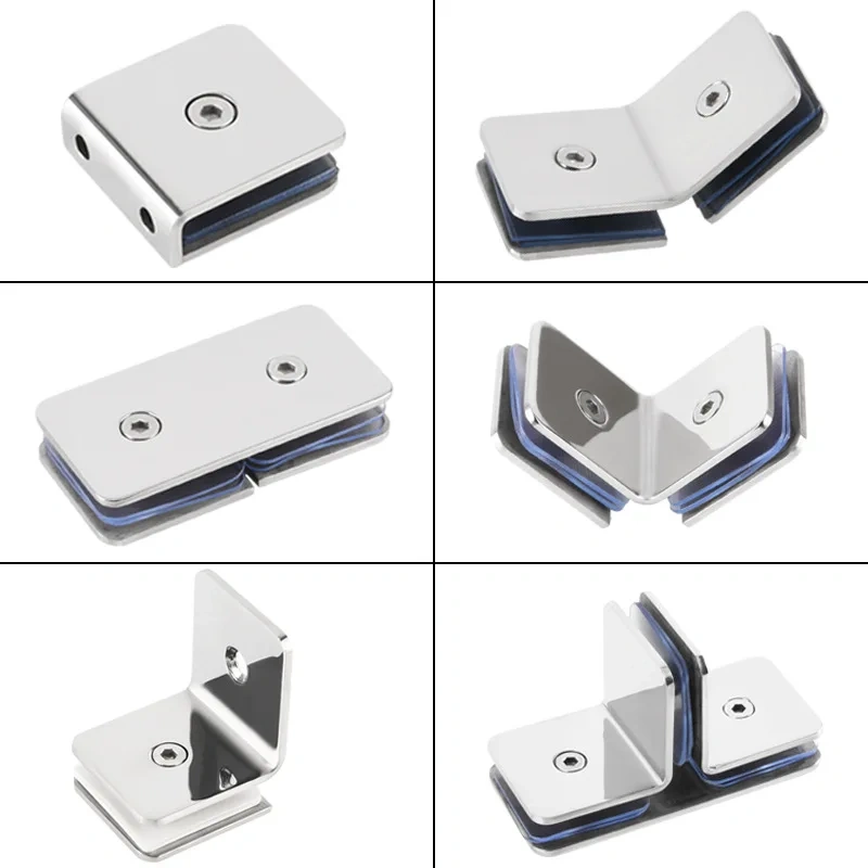 2pc 304 Stainless steel 90-degree glass clamp,Glass partition holder,mirror polishing,fix glass on the wall,bathroom accessories