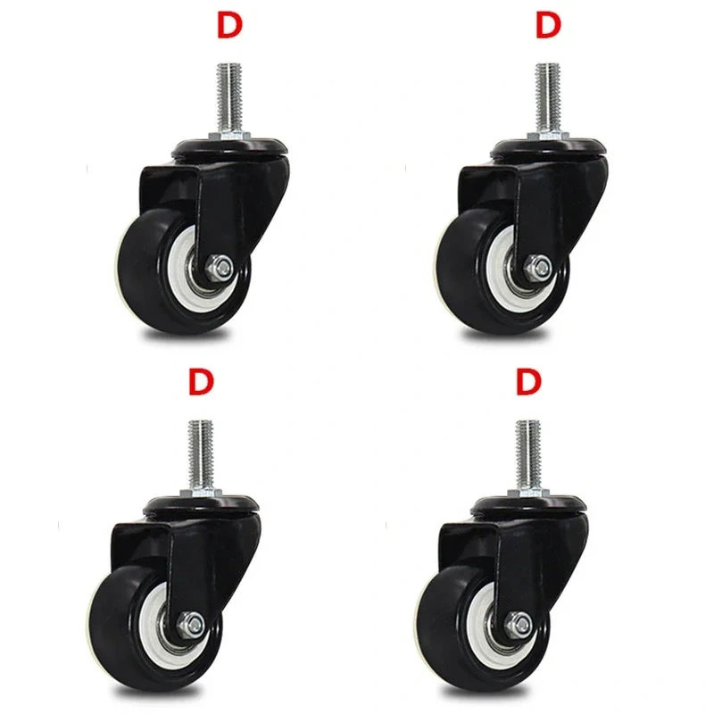 4pcs 2 inches 50mm Heavy Duty 180kg Black Swivel Castor Wheels Trolley Furniture Caster Rubber Screw M10*25