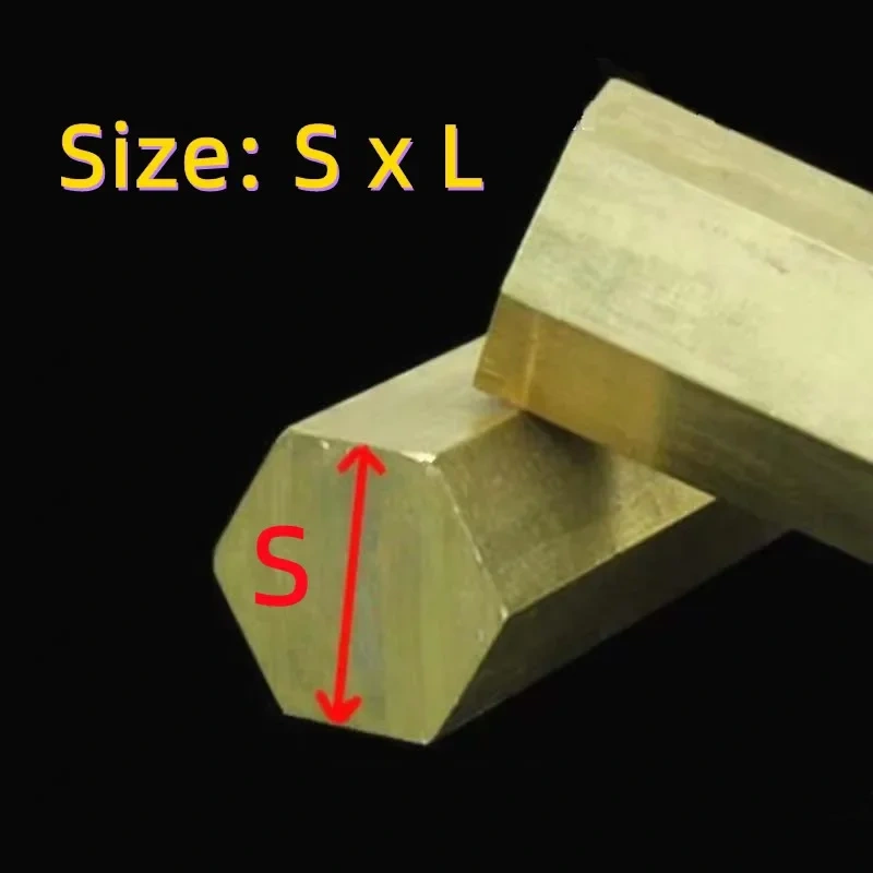 S5~45mm Hexagonal Brass Rods/Bar H59 Brass hexagonal solid column DIY brass material