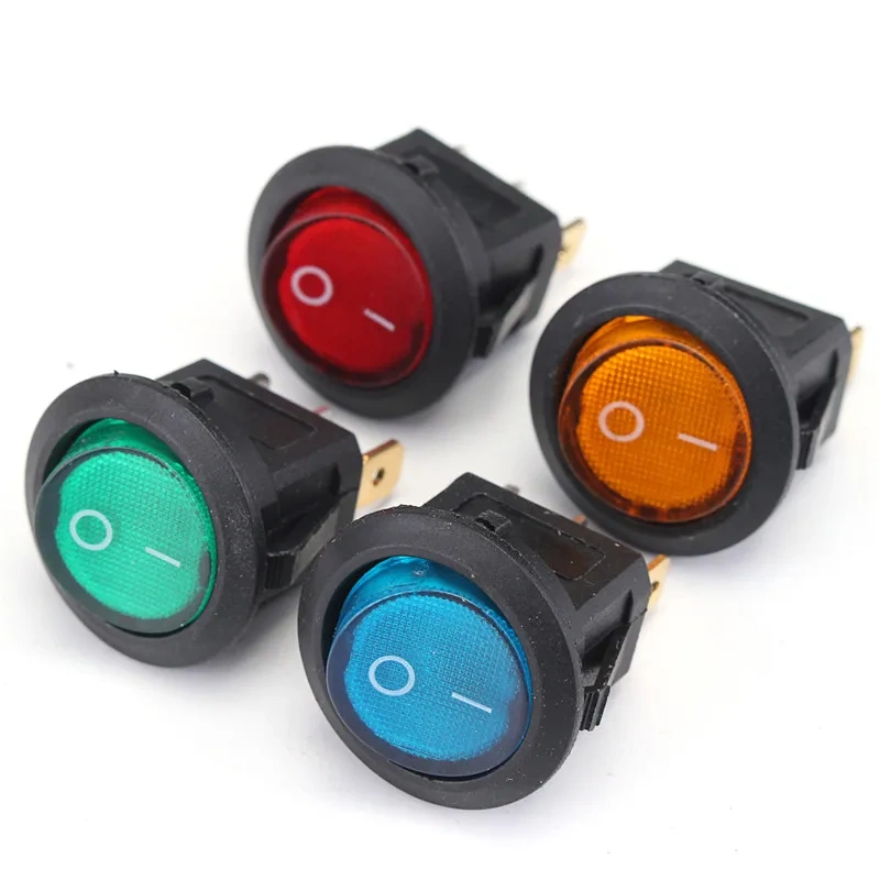 20 PCS 4 Colors 12V LED Dot Light Car Boat Auto Round ON/OFF Rocker Toggle SPST Switch 3 Pins