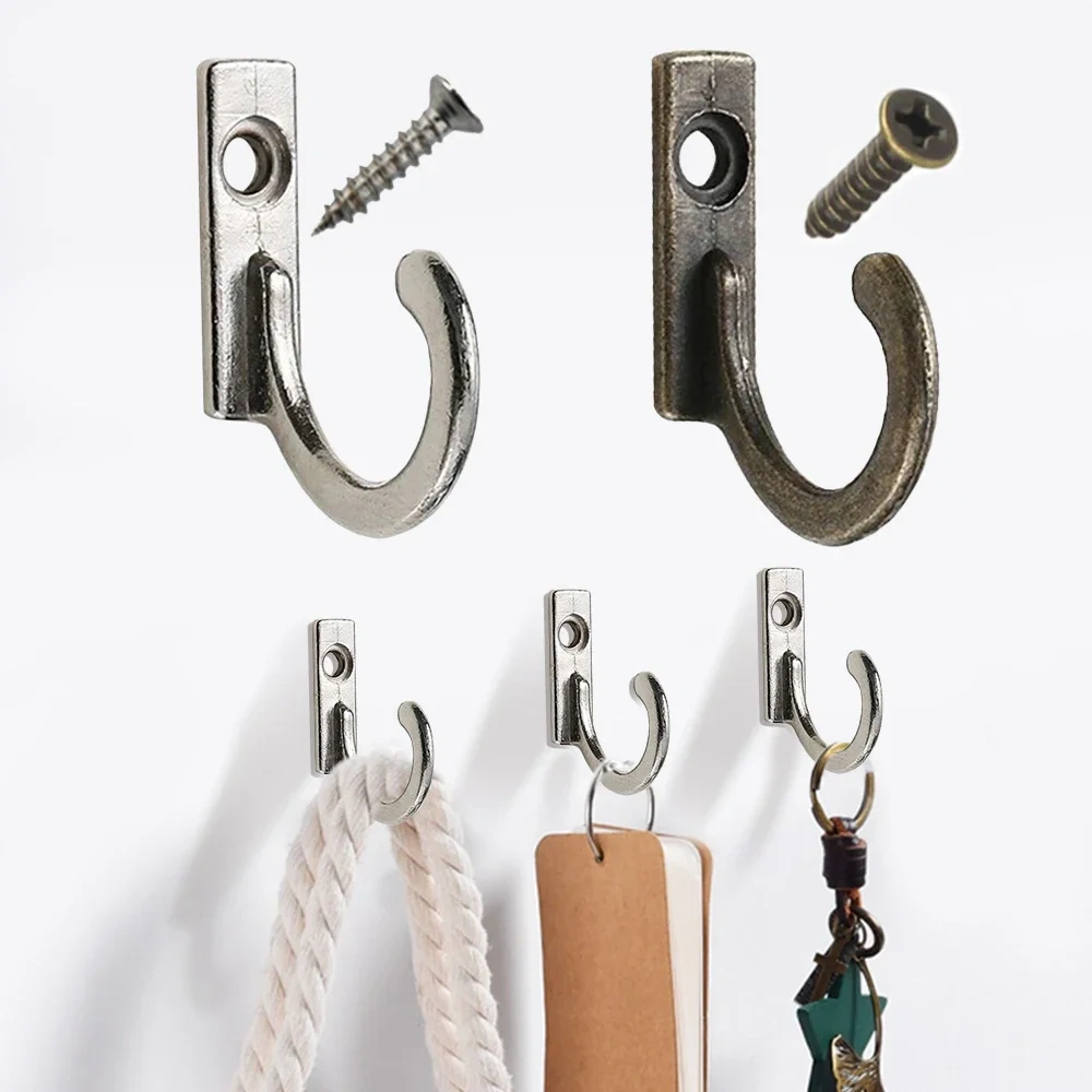 10/50PCS Small Antique Hooks Wall Hanger Curved Buckle Horn Lock Clasp Hook for Wooden Jewelry Hardware Home Coats Hat Clothes