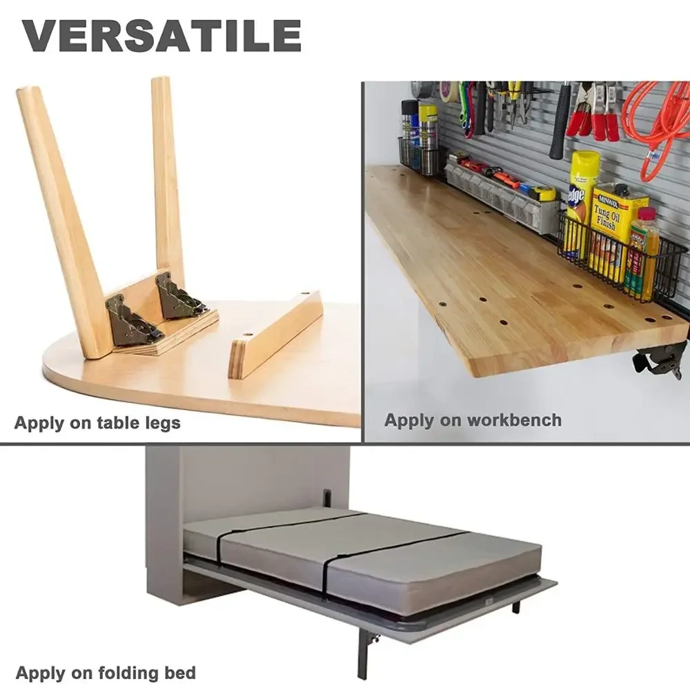 4Pcs Collapsible Support Frame Self-Locking Hinge Table Leg Fittings And Gussets - For Folding Legs Folding Workbench