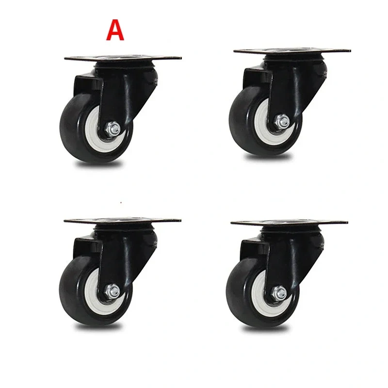 4pcs 2 inches 50mm Heavy Duty 180kg Black Swivel Castor Wheels Trolley Furniture Caster Rubber Screw M10*25