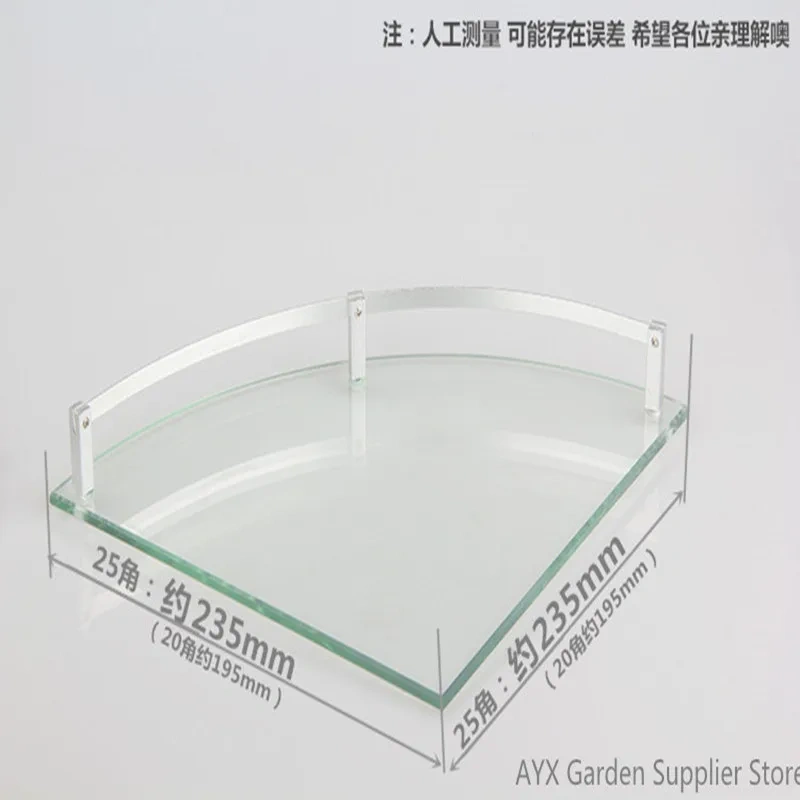 Bathroom Glass Bath Shower Triangular Shelf Holder Organizer Single Layer Modern Style Glass Bathroom Shelves