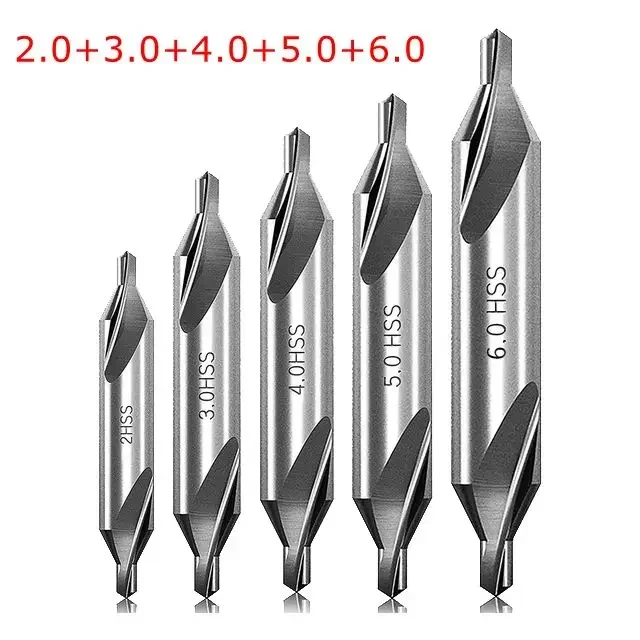 5/6/7Pcs Center Drill Bits Set 60-Degree Angle Center Drill Bits Kit Countersink Tools for Lathe Metalworking 1/1.5/2/2.5/3/4/5