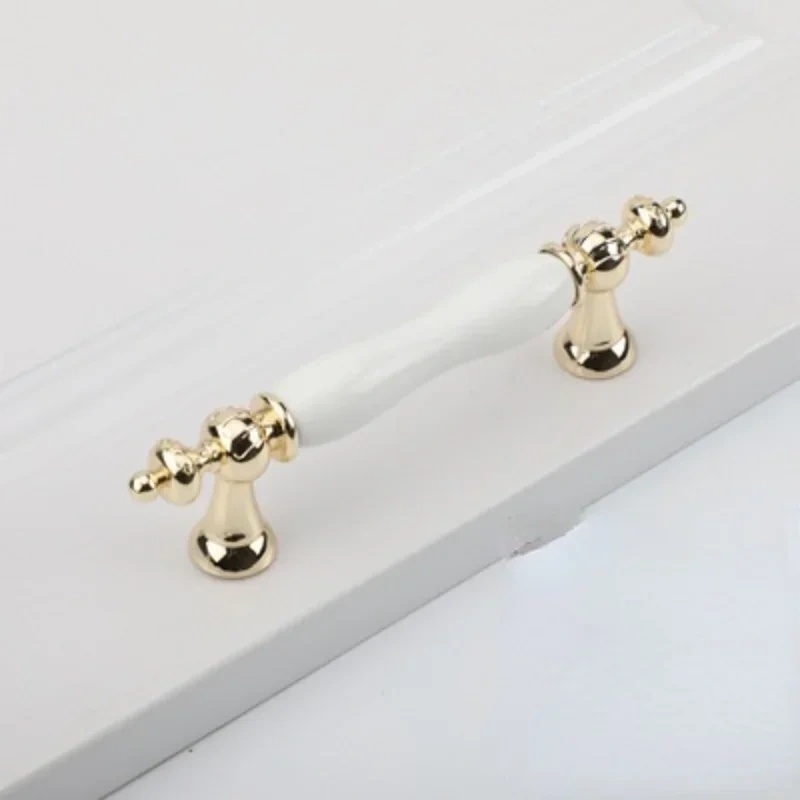 European simple white gold ceramic handle modern simple furniture hardware handle