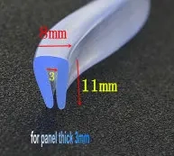 Rubber U Strip Edge Shield Encloser Bound Glass Metal Wood Panel Board Sheet Vehicle Seals Thick 0.5mm - 19.5mm x 1m Transparent
