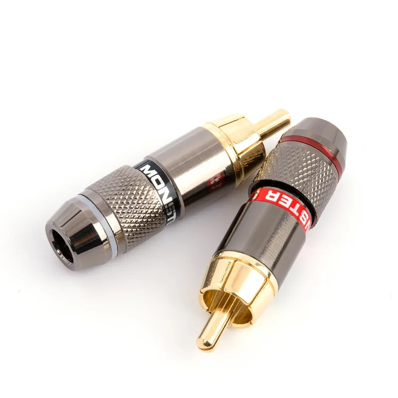 4/8/12PCS 24K Gold Plated Pure Copper Zinc Alloy Monster RCA Plug Connector Audio Connector Power Speaker Plugs Connector